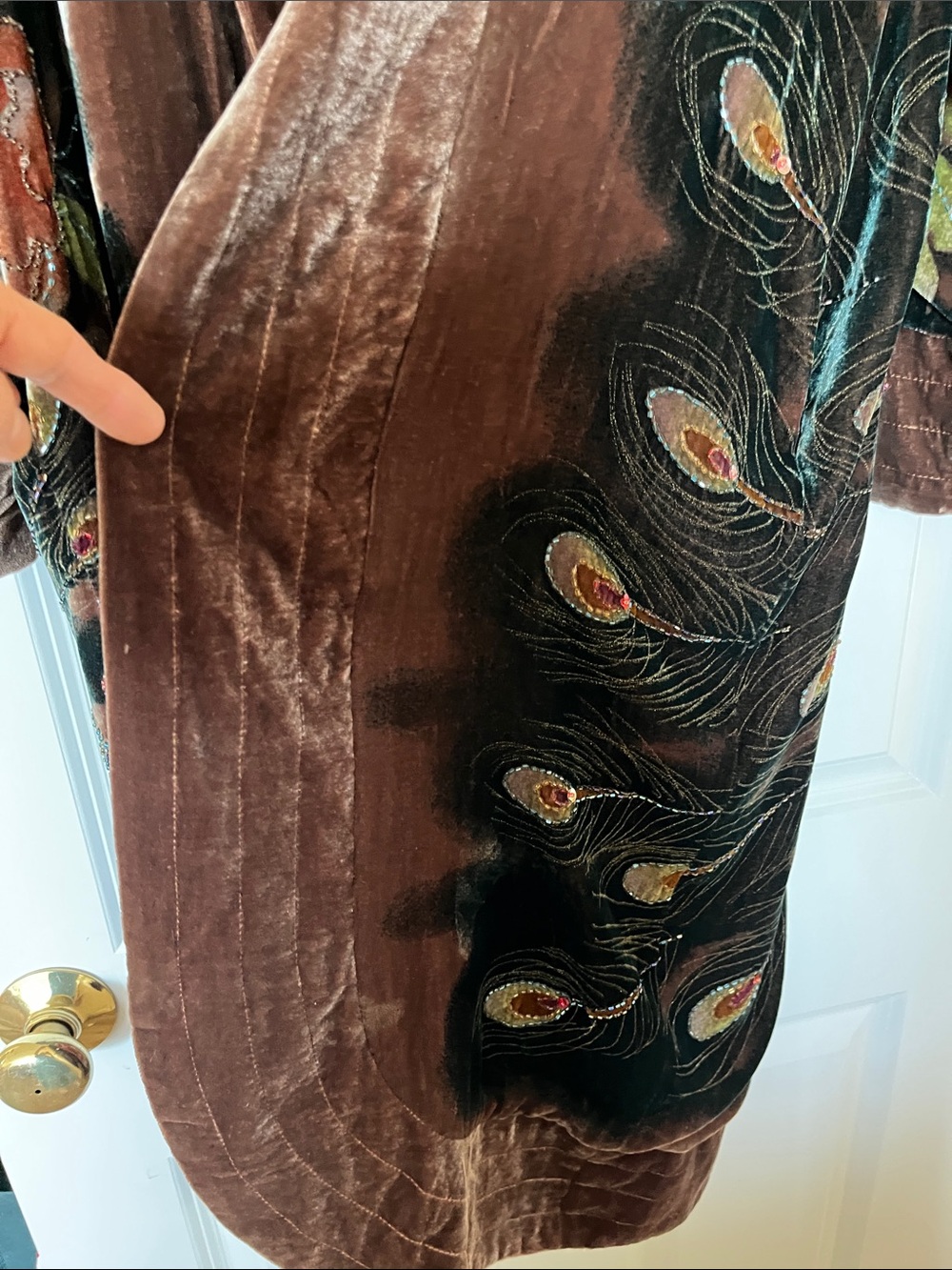 Women's Teddy Jacket in Brown Velvet - Picture 7 of 14
